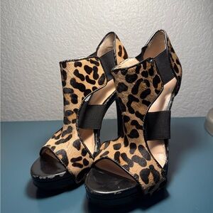 Calvin Klein Animal Print Open-Toe Heels